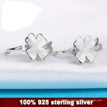 CYL022 100% real pure Genuine 925 Sterling Silver Earrings For Women clover hoop earrings girls 9mm nickel Allergy free earrings